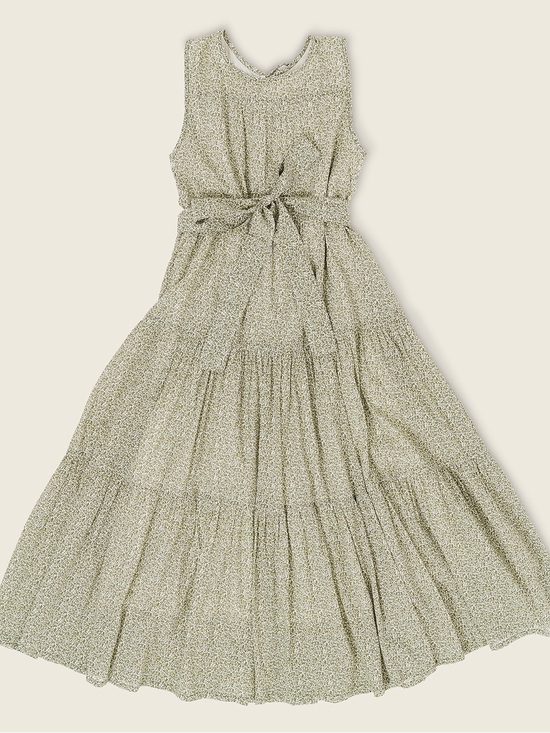 Laude The Label Dresses & Skirts - Laude the Label Tiered Maxi Dress Sage Green Micro Ditsy Floral Organic Cotton M